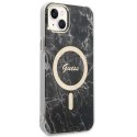 Zestaw Guess GUBPP14MHMEACSK Case+ Charger iPhone 14 Plus 6,7" czarny/black hard case Marble MagSafe