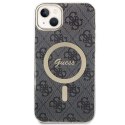 Zestaw Guess GUBPP14SH4EACSK Case+ Charger iPhone 14 6,1" czarny/black hard case 4G Print MagSafe