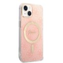 Zestaw Guess GUBPP14SH4EACSP Case+ Charger iPhone 14 6,1" różowy/pink hard case 4G Print MagSafe