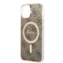 Zestaw Guess GUBPP14SH4EACSW Case+ Charger iPhone 14 6,1" brązowy/brown hard case 4G Print MagSafe