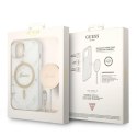 Zestaw Guess GUBPP14SHMEACSH Case+ Charger iPhone 14 6,1" biały/white hard case Marble MagSafe