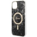 Zestaw Guess GUBPP14SHMEACSK Case+ Charger iPhone 14 6,1" czarny/black hard case Marble MagSafe