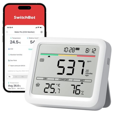 SwitchBot Meter Pro (CO2 Monitor) Biały LCD Bateria
