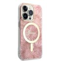 Zestaw Guess GUBPP14LHJEACSP Case+ Charger iPhone 14 Pro 6,1" różowy/pink hard case Jungle MagSafe