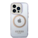 Guess GUHMP14XHTCMU iPhone 14 Pro Max 6,7" purpurowy/purple hard case Gold Outline Translucent MagSafe