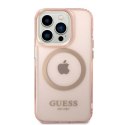 Guess GUHMP14LHTCMP iPhone 14 Pro 6,1" różowy/pink hard case Gold Outline Translucent MagSafe