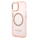 Guess GUHMP14MHTCMP iPhone 14 Plus 6,7" różowy/pink hard case Gold Outline Translucent MagSafe