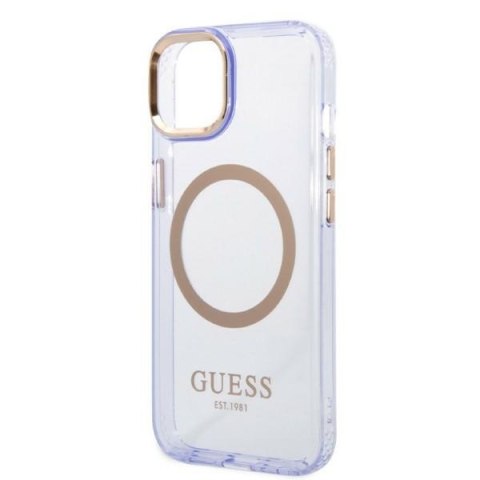 Guess GUHMP14SHTCMU iPhone 14 6,1" purpurowy/purple hard case Gold Outline Translucent MagSafe