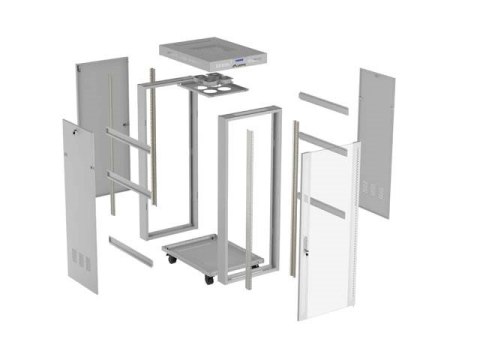 LANBERG SZAFA INSTALACYJNA RACK STOJĄCA 19" 32U 600X800 SZARA DRZWI PRZESZKLONE LCD (FLAT PACK) V2