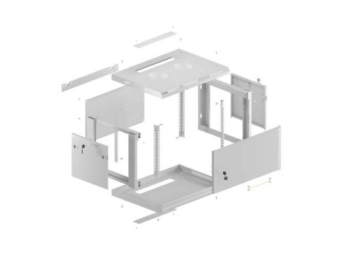 LANBERG SZAFA INSTALACYJNA RACK WISZĄCA 19" 4U 600X600 SZARA DRZWI METALOWE (FLAT PACK)