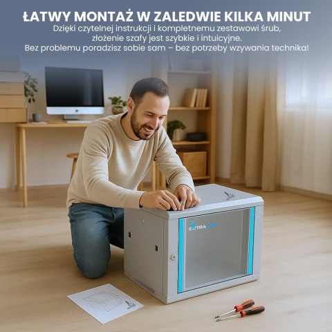 EXTRALINK SZAFA RACK WISZĄCA 6U 600X600 SZARA