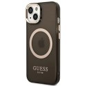 Guess GUHMP14SHTCMK iPhone 14 6,1" czarny/black hard case Gold Outline Translucent MagSafe