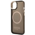 Guess GUHMP14SHTCMK iPhone 14 6,1" czarny/black hard case Gold Outline Translucent MagSafe