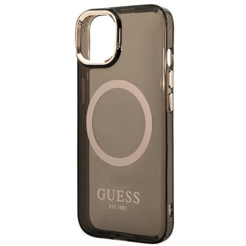 Guess GUHMP14SHTCMK iPhone 14 6,1" czarny/black hard case Gold Outline Translucent MagSafe