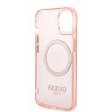 Guess GUHMP14SHTCMP iPhone 14 6,1" różowy/pink hard case Gold Outline Translucent MagSafe