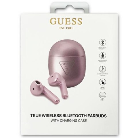 Guess słuchawki Bluetooth GUTWST82TRU TWS + stacja dokująca purpurowy/purple Triangle Logo