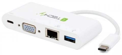 TECHLY Adaptaer USB-C na USB-A 3.0, USB-C PD, VGA, RJ45 Gigabit IADAP USB31-DOCK2