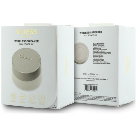Głośnik Bluetooth Guess 5W Script Metal Logo złoty