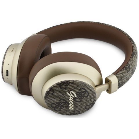 Słuchawki nauszne Guess Bluetooth ENC 4G Gold Script Metal brązowy