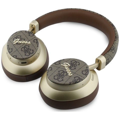 Słuchawki nauszne Guess Bluetooth ENC 4G Gold Script Metal brązowy