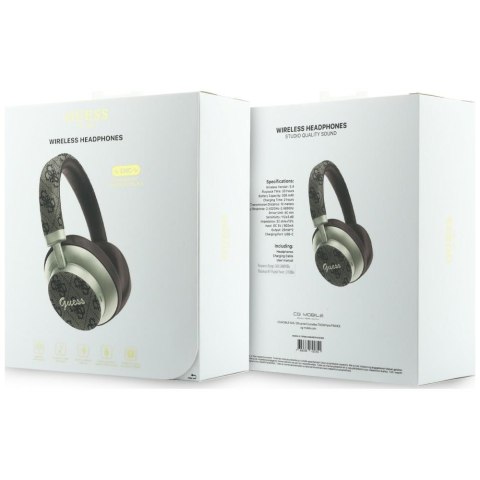 Słuchawki nauszne Guess Bluetooth ENC 4G Gold Script Metal brązowy