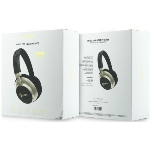 Słuchawki nauszne Guess Bluetooth ENC 4G Gold Script Metal czarny