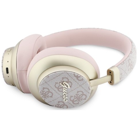 Słuchawki nauszne Guess Bluetooth ENC 4G Gold Script Metal różowy