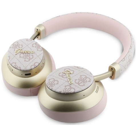 Słuchawki nauszne Guess Bluetooth ENC 4G Gold Script Metal różowy