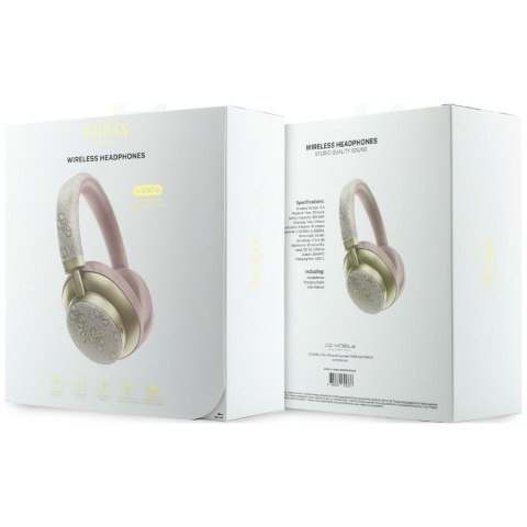 Słuchawki nauszne Guess Bluetooth ENC 4G Gold Script Metal różowy