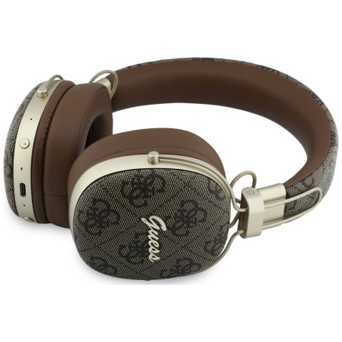 Słuchawki nauszne Guess Bluetooth ENC Metal 4G Script Logo brązowy
