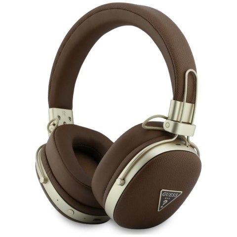 Słuchawki nauszne Guess Bluetooth ENC Metal Grained Triangle Logo brązowy