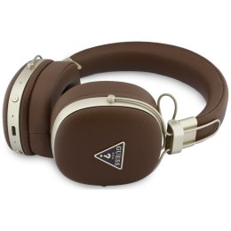 Słuchawki nauszne Guess Bluetooth ENC Metal Grained Triangle Logo brązowy