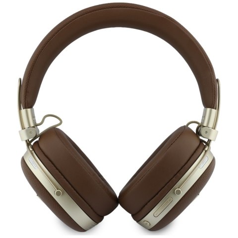 Słuchawki nauszne Guess Bluetooth ENC Metal Grained Triangle Logo brązowy