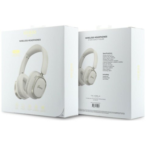 Słuchawki nauszne Guess Bluetooth ENC Rectangle Metal Script biały