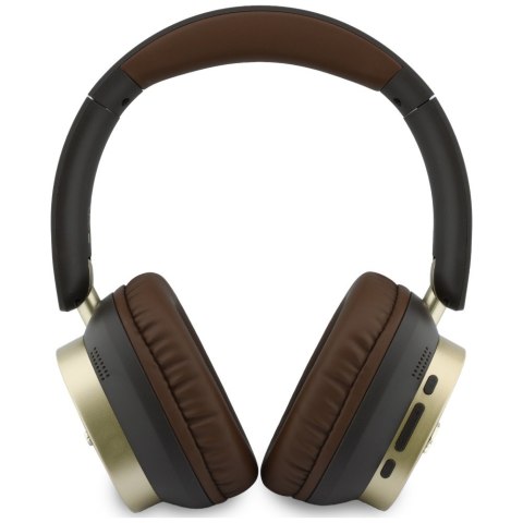 Słuchawki nauszne Guess Bluetooth ENC Rectangle Metal Script brązowy