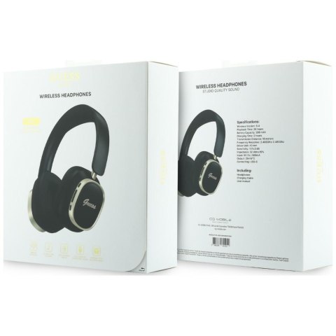 Słuchawki nauszne Guess Bluetooth ENC Rectangle Metal Script czarny