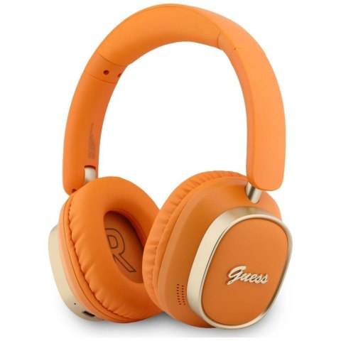 Słuchawki nauszne Guess Bluetooth ENC Rectangle Metal Script pomarańczowy