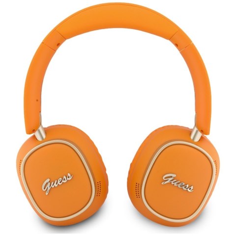 Słuchawki nauszne Guess Bluetooth ENC Rectangle Metal Script pomarańczowy