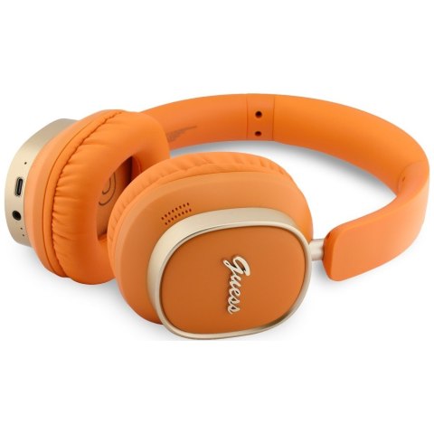 Słuchawki nauszne Guess Bluetooth ENC Rectangle Metal Script pomarańczowy