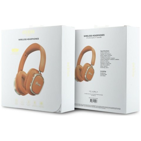 Słuchawki nauszne Guess Bluetooth ENC Rectangle Metal Script pomarańczowy