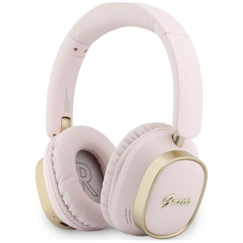 Słuchawki nauszne Guess Bluetooth ENC Rectangle Metal Script różowy