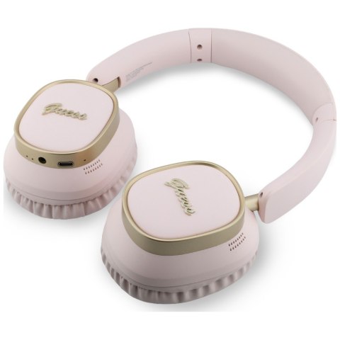 Słuchawki nauszne Guess Bluetooth ENC Rectangle Metal Script różowy