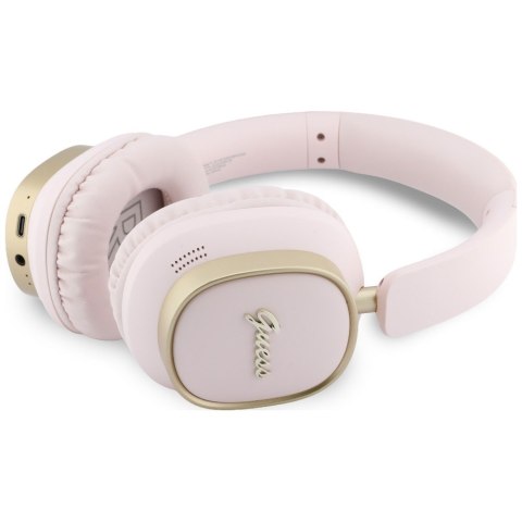 Słuchawki nauszne Guess Bluetooth ENC Rectangle Metal Script różowy