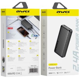 PowerBank AWEI P6K Pro 20000mAh 2xUSB-A/USB-C czarny