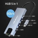 Hub Adapter USB-C 5w1 Qoltec