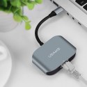 USAMS Adapter USB-C - USB 3.0+RJ45 portEthernet szary/grey TCSJ14601 (US-SJ146)