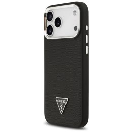 Etui Guess Grained Triangle Logo MagSafe do iPhone 17 Pro czarny