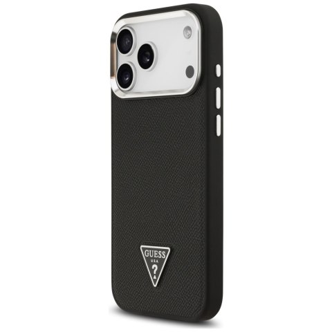 Etui Guess Grained Triangle Logo MagSafe do iPhone 17 Pro czarny
