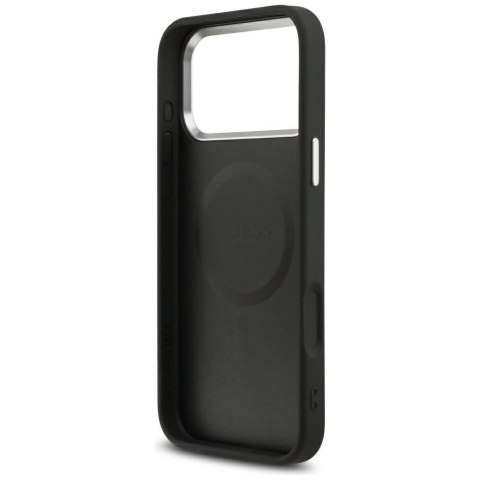 Etui Guess Grained Triangle Logo MagSafe do iPhone 17 Pro czarny