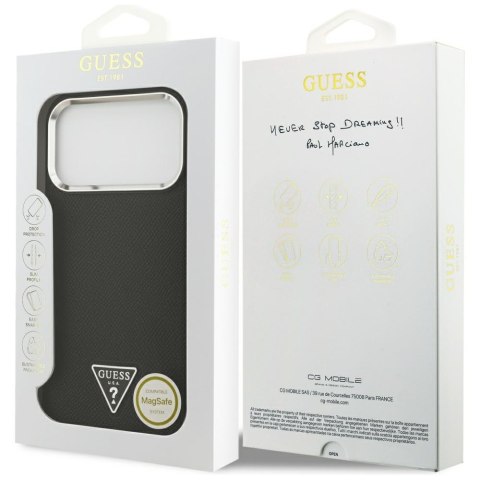Etui Guess Grained Triangle Logo MagSafe do iPhone 17 Pro czarny